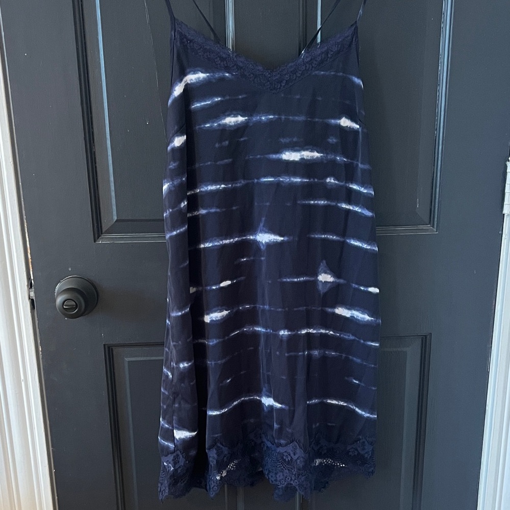 Aerie Navy and White Tie-Dye Chemise